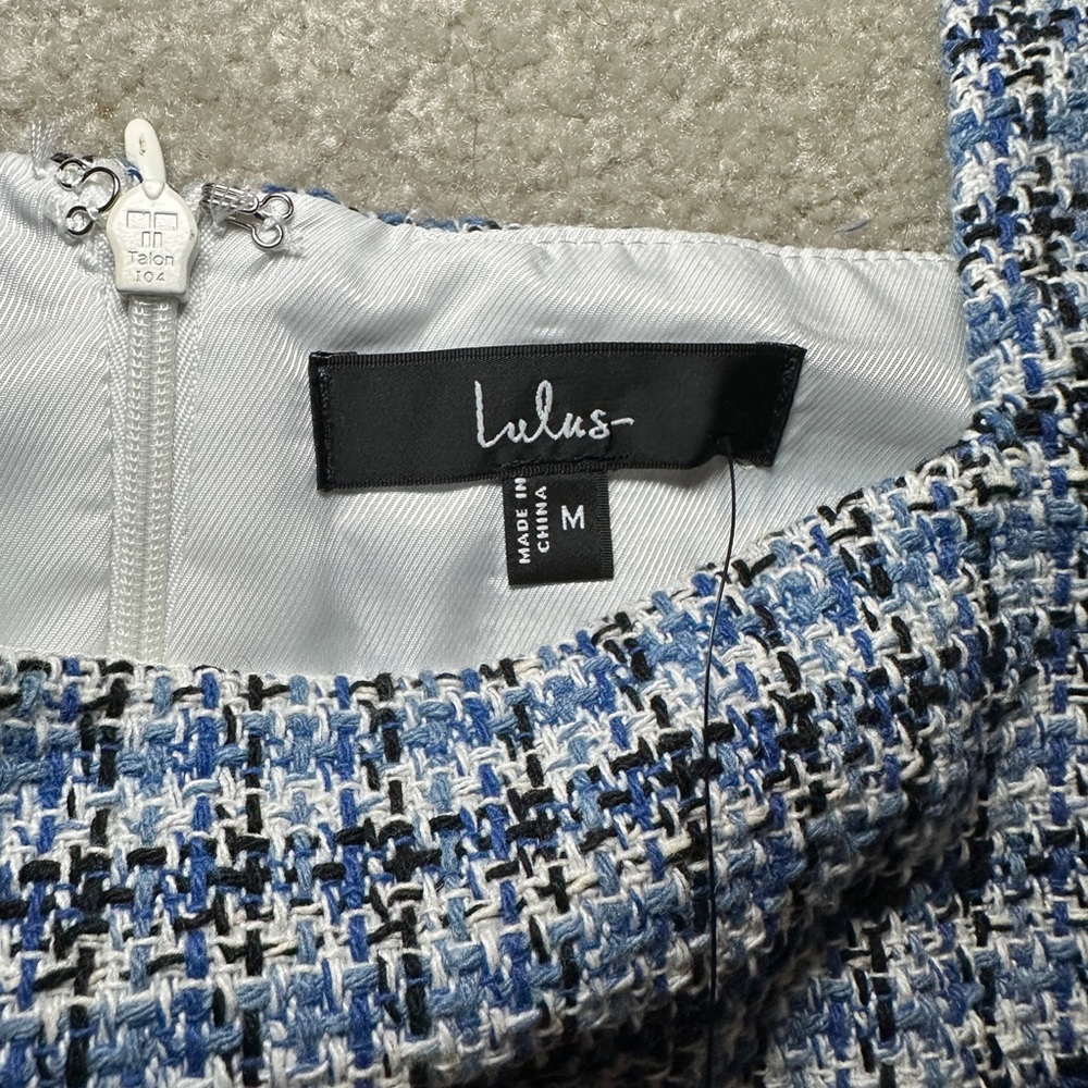 Lulus Dress - Women’s Size M - Blue - Tweed Midi Dress - Picture 2 of 11